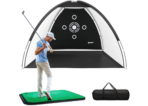 lot 56 image: IPOW Golf Practice Net, 10x7ft Golf Hitting Training Aids Nets with Target and Carry Bag for Backyard Driving Chipping