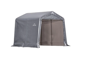 lot 75 image: 8 ft. W x 8 ft. D x 8 ft. H Peak-Style Steel Shed-In-A-Box Storage Shed in Grey with Patented Stabilizers