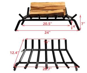 lot 85 image: DOEWORKS 24 Fire Grate Heavy Duty Solid Steel Log Grate for Wood Stoves, Fireplaces and Fire Pits