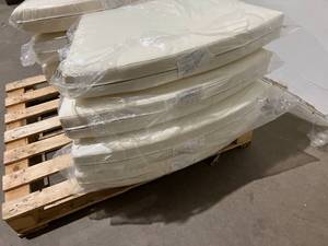 lot 98 image: Wholesale Pallet of Cream Semi-Circular Outdoor Cushions