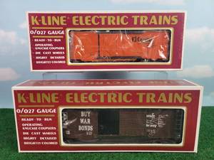 lot 559 image: (2) K-Line OO27 Scale Freight Rail Cars A.T.S.F. Super Chief Boxcar & Santa Fe EL CAPITAN Reefer