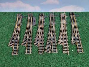 lot 689 image: (6) Brass HO Scale RH Switches