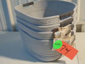 4 Pack Lot Rope Baskets Grey