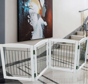 ZJSF Freestanding Foldable Dog Gate for House Extra Wide 4 Panels Fence 80W x 24H
