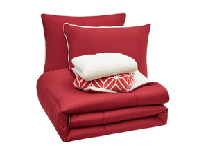 Serta So Cozy 5-Piece Sherpa Reverse Comforter Set, Red, King