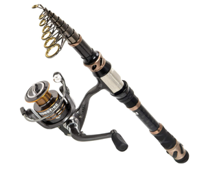 PLUSINNO Fishing Rod and Reel Combo Telescopic Fishing Pole - Spinning Reel 12 1 Shielded Bearings