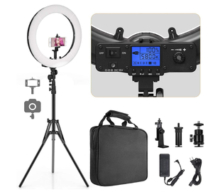 Ring Light, 19 Bi-Color LCD Display Ring Light with Stand