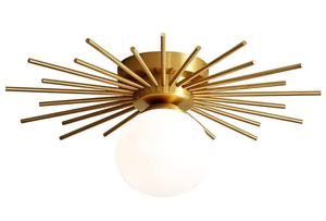 Aozu Semi Flush Mount Ceiling Light Fixtures 1-Light Brushed Brass
