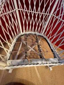lot 65 image: Vintage Wicker Rocking Chair with Seat Cushion