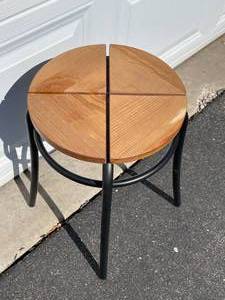 lot 183 image: Metal Accent Stool with Wooden Top