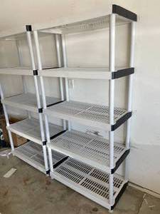 lot 196 image: Two 5 Shelf Plastic Storage Racks