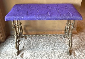 lot 85 image: Vintage Ornate Metal Base Upholstered Stool