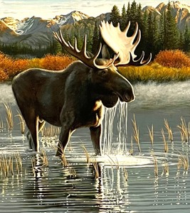 lot 81 image: Original Bullwinkle Oil on Board Framed Art by Kirk Stirneaeis