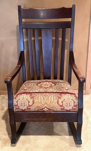lot 14 image: Vintage Rocking Chair with Upholstered Seat