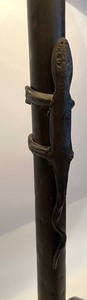lot 233 image: Metal Based Lamp Accented with a Gecko Pole on the Base