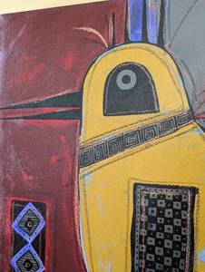 lot 31 image: Colorful Canvas Abstract Bird Print by Jenny Foster