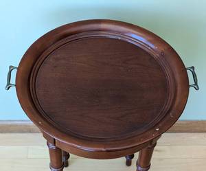 lot 48 image: Petite Bombay Circular Tray Top Accent Table