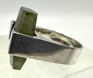 lot 138 image: Sterling Tension Set Faceted Healing Quartz Statement Band Ring