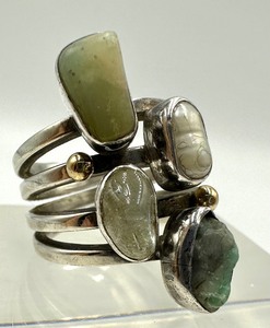 lot 134 image: Beautiful Multi Stone, Sterling and 14k Ring by Lilly Barrack