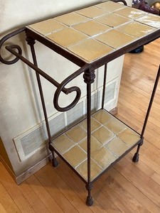 lot 153 image: Decorative Iron and Tile Table