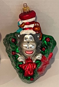 lot 314 image: Three Christopher Radko Ornaments including Christopher Radko Cat in the Hat Christmas Ornament