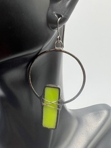 lot 212 image: Silver and Stained Glass Dangle Earrings