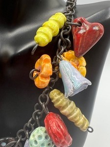 lot 214 image: Colorful Artisan Created Beaded Necklace