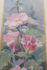 lot 245 image: Pair of Framed Floral Watercolor Paintings by Pat Beaubien
