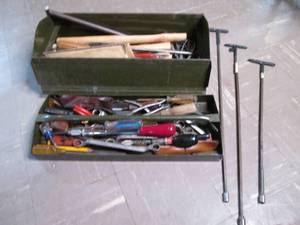Toolbox filled with assorted hand t...