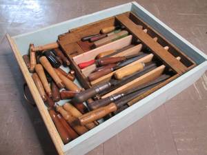 Wood drawer filled with files and f...