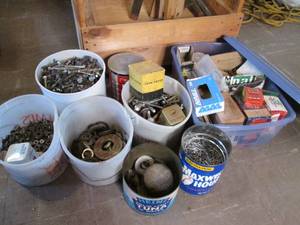 Several buckets and a tub filled wi...