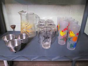Lot of glasses and serving ware...