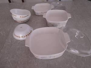 Corelle bowls and bake pans...
