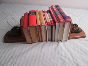 Antique shoe bookends and books...