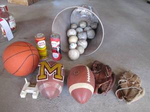 Can filled with sports gear...