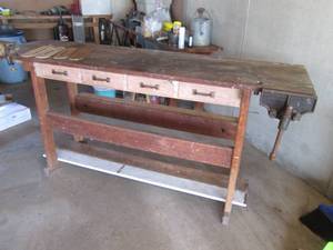 Wood work bench approx. 6 feet long...