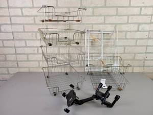 lot 556 image: Lot of Wire Baskets (hold 8.5 x 11 Papers) and OFY Cell Phone Holder - NO SHIPPING