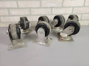 lot 560 image: (7) ALBION Caster Wheels (4 x 2) - Includes (5) Swivel and (2) Straight