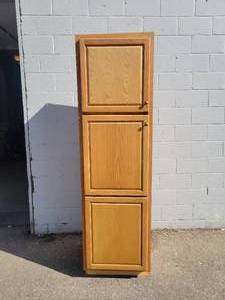 lot 572 image: Tall Wood Garage Cabinet - Approx. 84 x 25 x 24 Wide - NO SHIPPING
