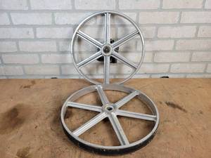 lot 655 image: (2) Cast Aluminum Band Saw Pulleys - 13.75 Diameter x 1.125 Wide x 0.75 Bore