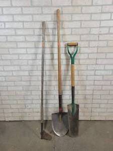 lot 681 image: (2) Shovels and a Hoe - NO SHIPPING