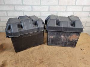 lot 714 image: (2) Marine Battery Cases w Covers - Inside Dimensions Approx. 11.5 x 8 - NO SHIPPING