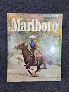 lot 200 image: Vintage Marlboro Embossed Tin Sign