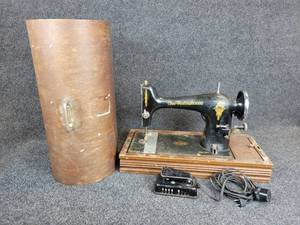 lot 201 image: Vintage Electric Westinghouse Sewing Machine in Wood Carrying Case - NO SHIPPING