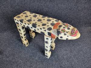 lot 214 image: Small Hand Carved Indonesian Wood Jaguar Stool