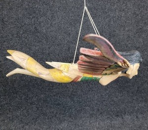 lot 215 image: Hand Carved Indonesian Wood Hanging Flying Lady