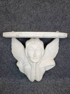 lot 216 image: Hand Carved Indonesian Wood Angel Wall Shelf