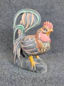 lot 217 image: Hand Carved Indonesian Wood Rooster