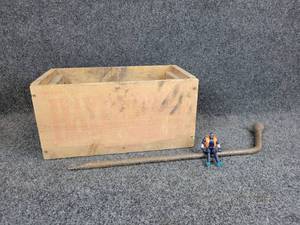 lot 232 image: Hayes Brothers Ammunition Box, Tire Iron, and Small Action Figure