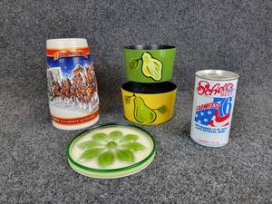 lot 235 image: Vintage Schells Beer Can from Farmfest 1976, Commemorative Budweiser Stein from 1999, and More